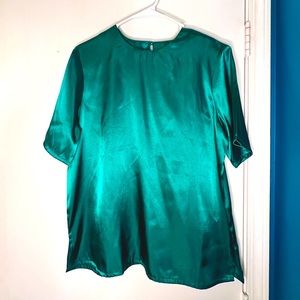 Emerald satin blouse